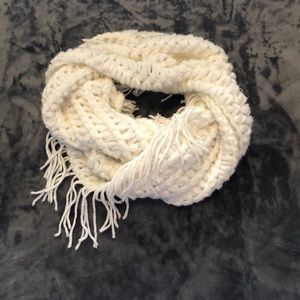 White fringed infinity scarf